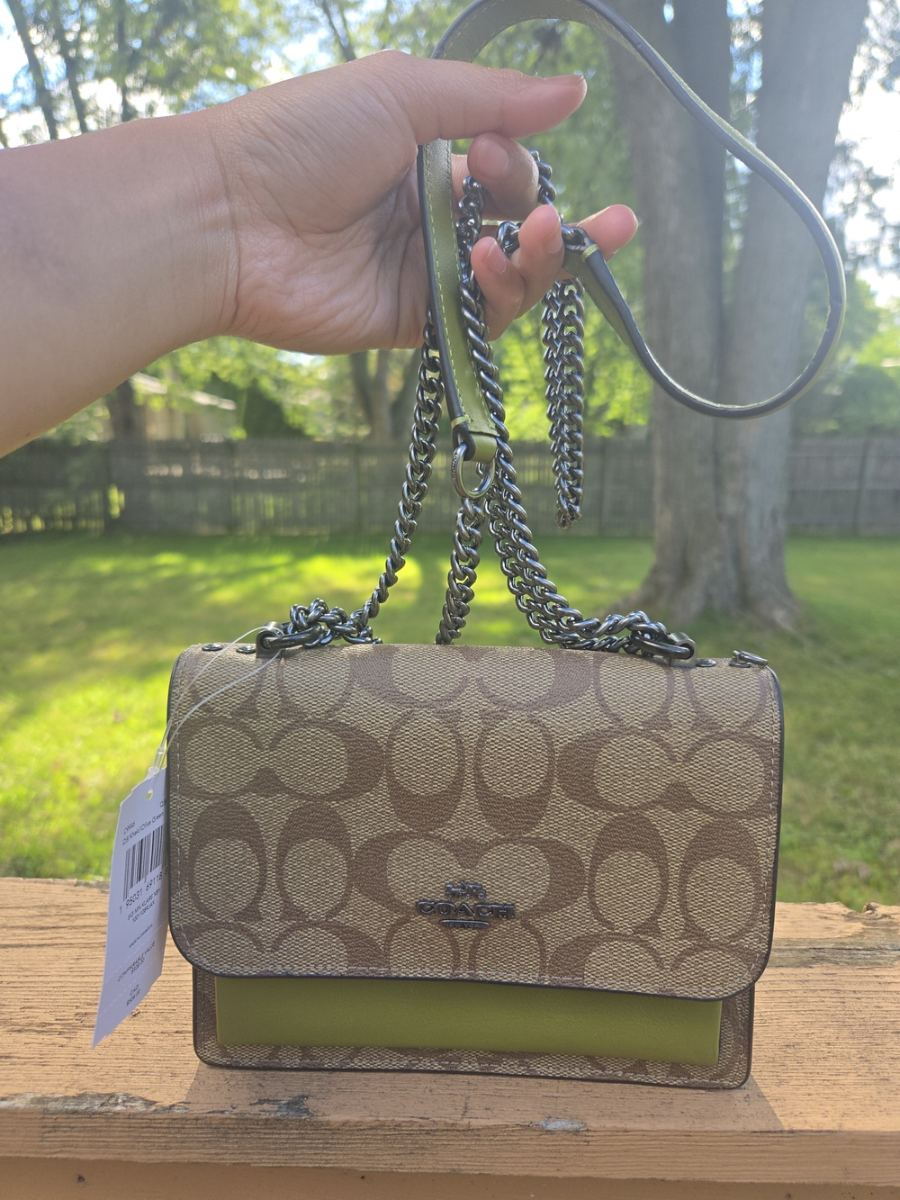 NWT Coach Mini Klare Green Sig C #C9946